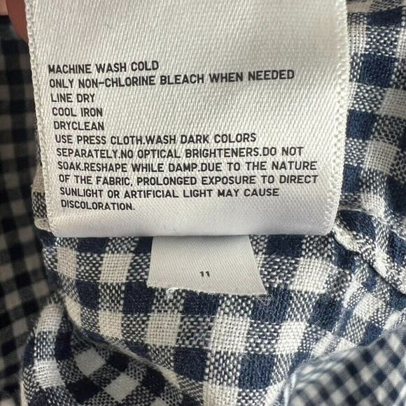 Uniqlo Shirt Womens Medium Blue White 100% Linen Button Down Long Sleeve - Picture 6 of 7
